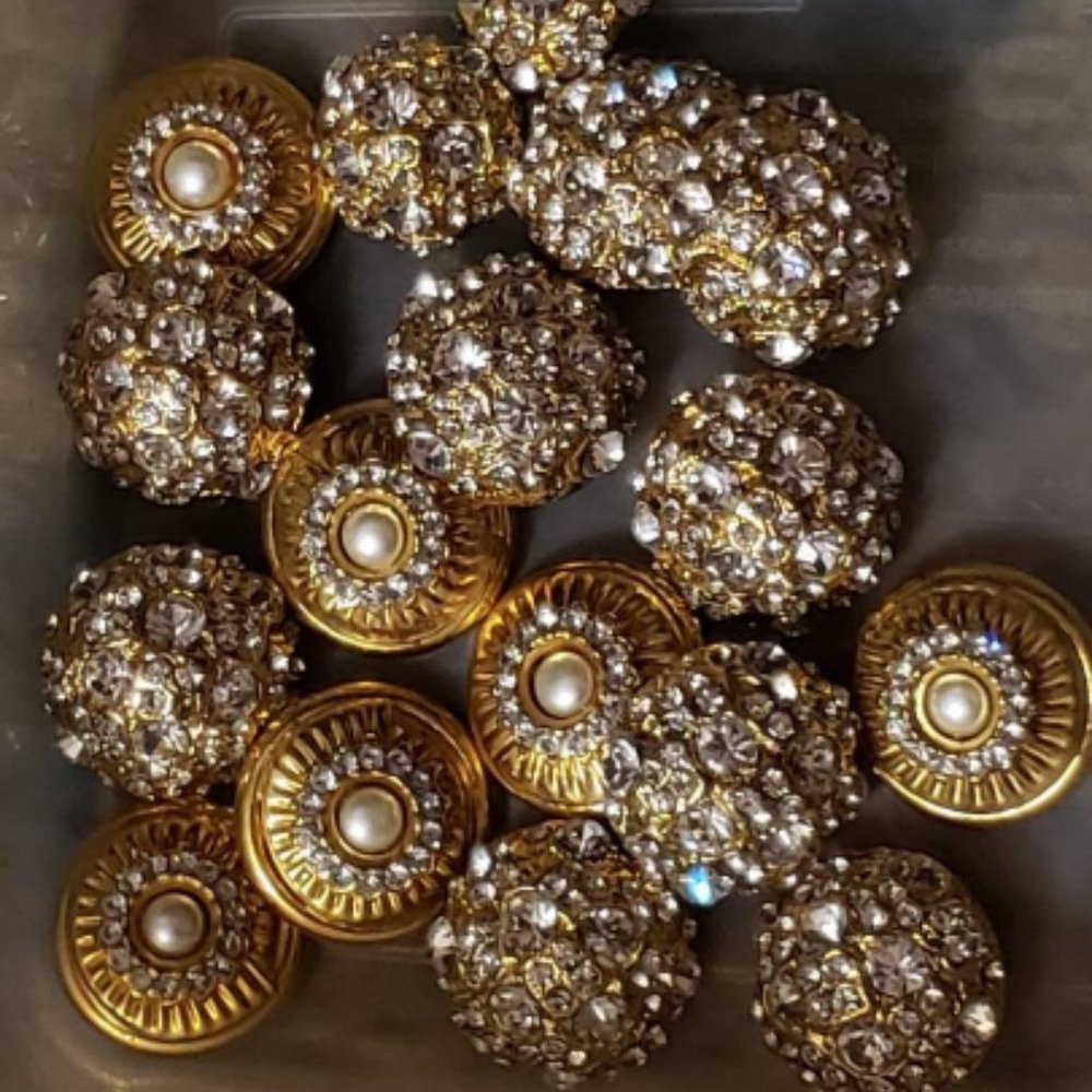 Vintage Golden and Rhinestone Buttons